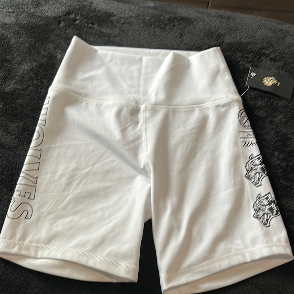 White Wolves Graphic Biker Shorts